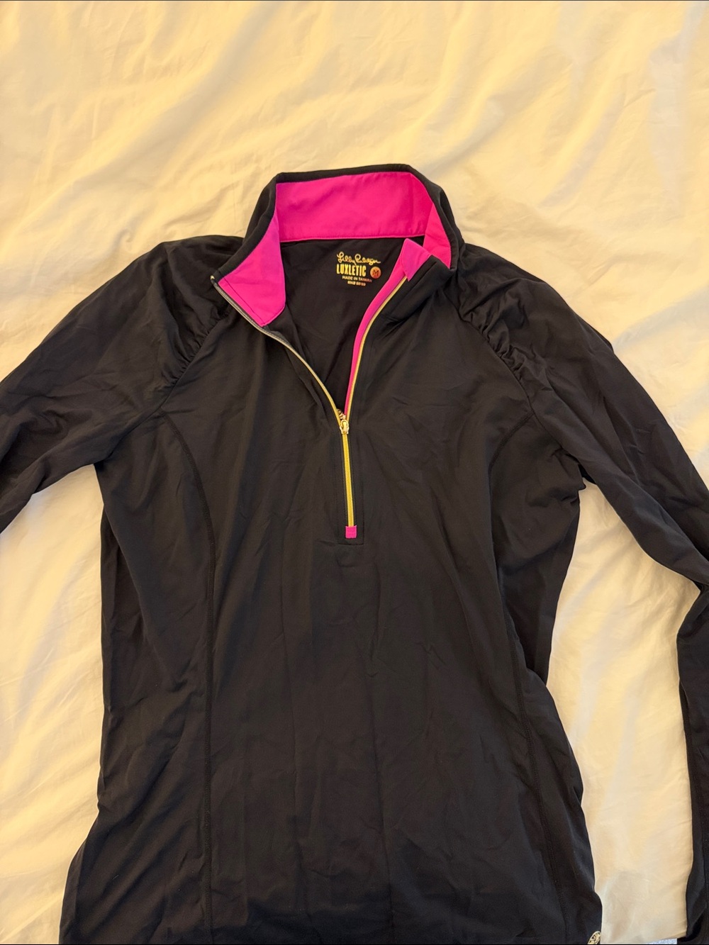 Lilly Pulitzer Black Pullover with Hot Pink Trim, medium